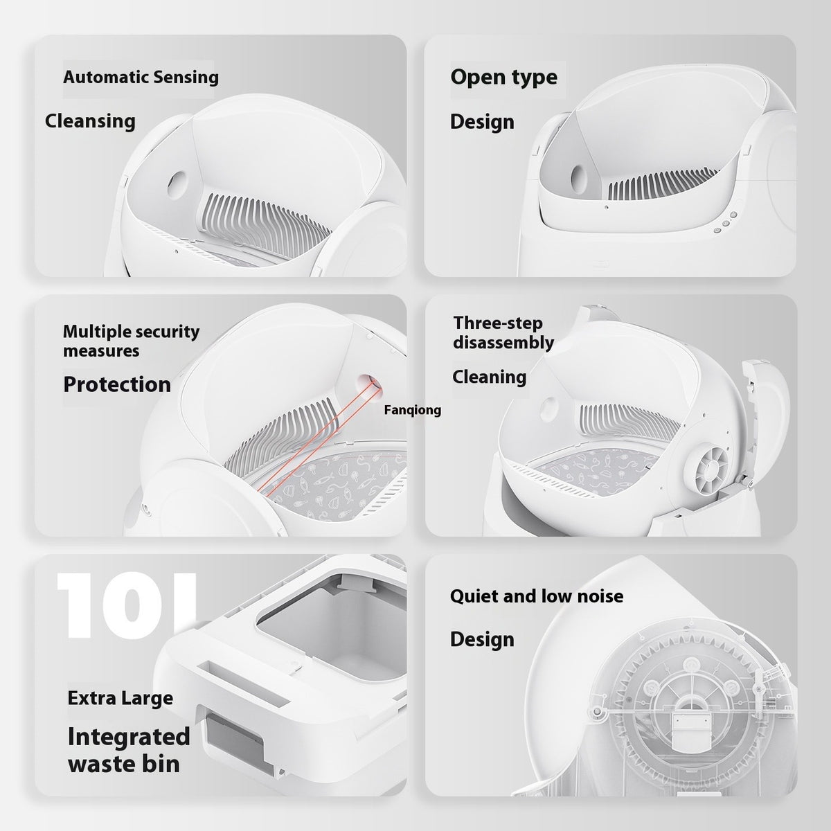 Open Automatic Self-Cleaning Litter Box (White)