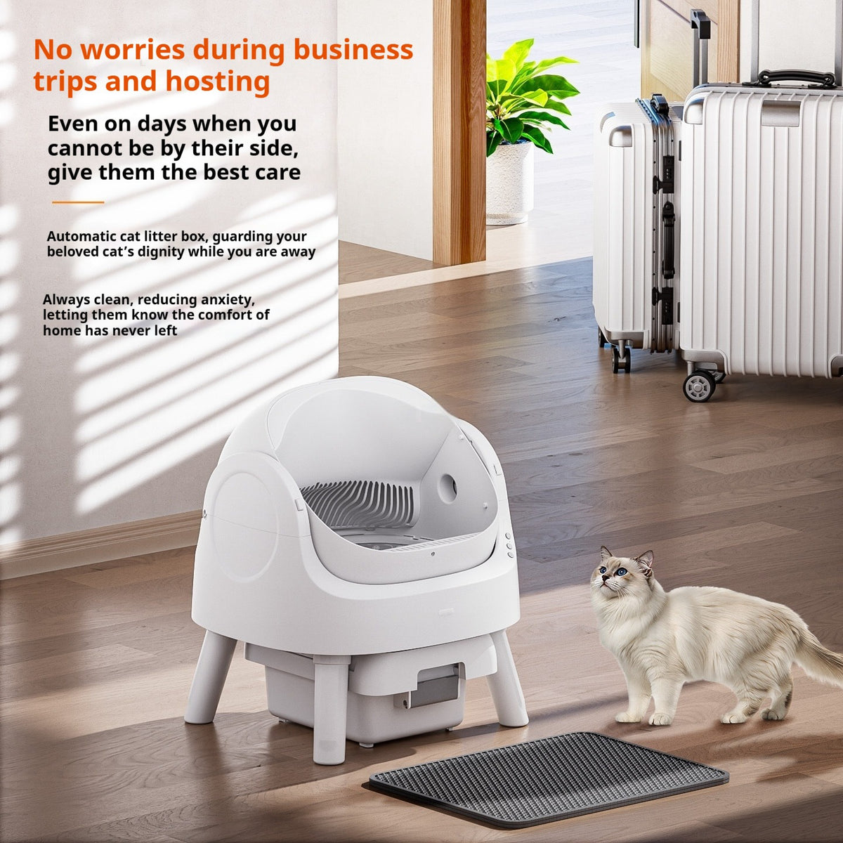 Open Automatic Self-Cleaning Litter Box (White)