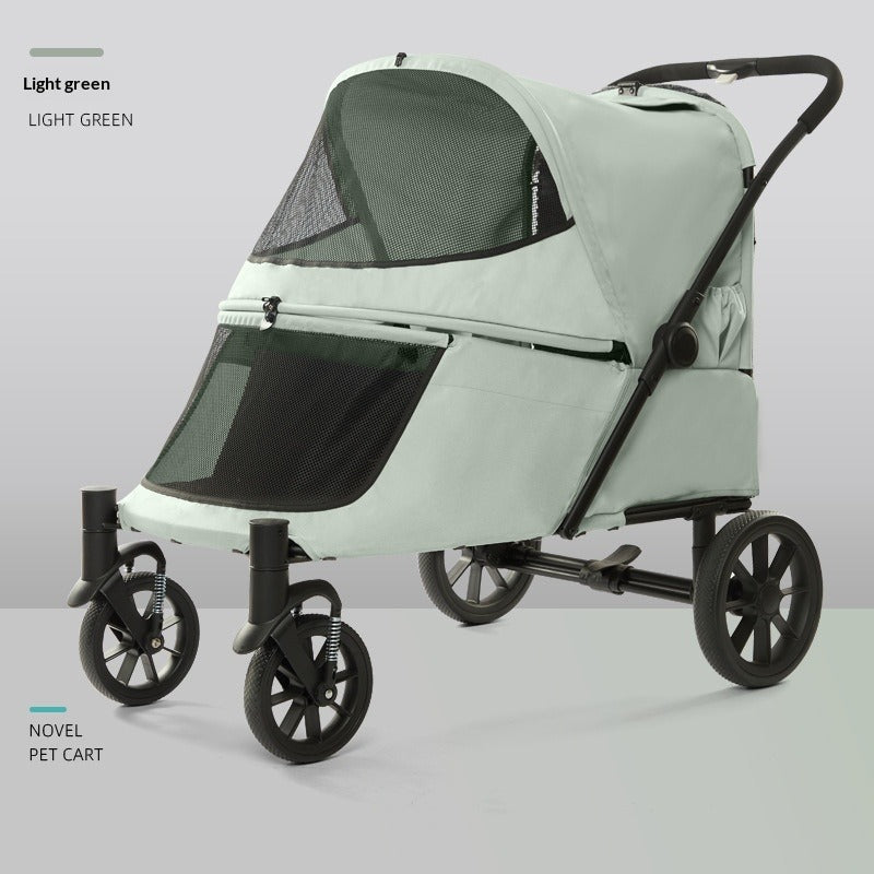 Foldable Pet Stroller with Ramp for Senior Cats & Small Dogs