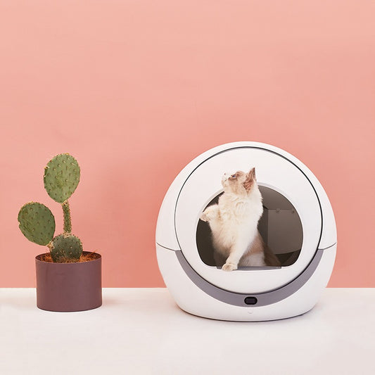 Automatic Rotating Cat Litter Box with Detachable Door