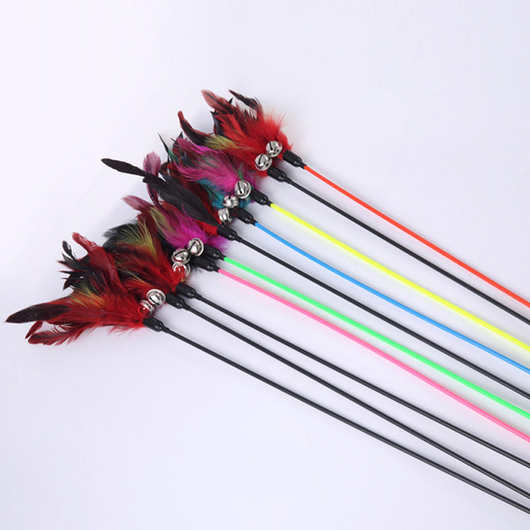 Large Feather Cat Teaser Wand with Bell Toy